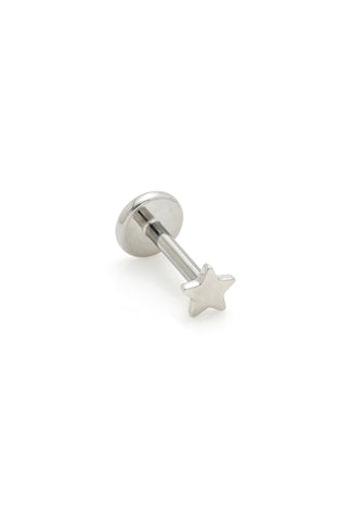 BFF 14ct White Gold Star with Titanium Flat Back Studs (Pair)