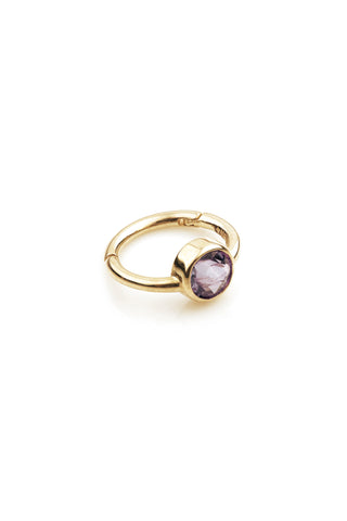Solid 14ct Gold Facetted Amethyst Hinge Ring