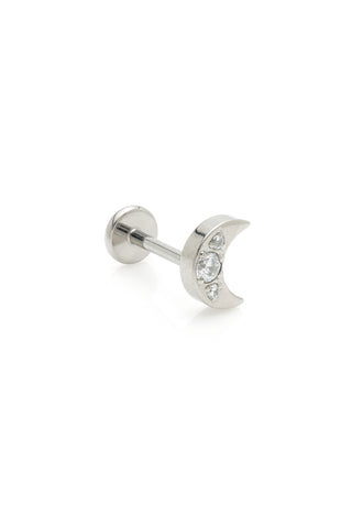 BFF Titanium Crystal Moon Flat Back Stud Earrings