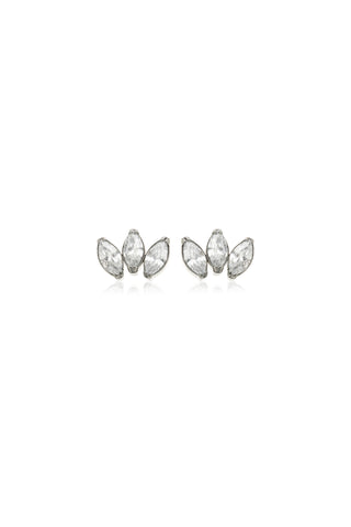 BFF Titanium Crystal Marquise Fan Flat Back Stud Earrings