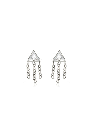 BFF Titanium Crystal Trillion Chain Flat Back Stud Earrings