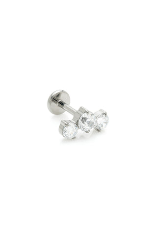 BFF Titanium Graduated Crystal Flat Back Stud Earrings