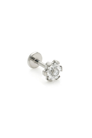BFF Titanium  Crystal Flower Flat Back Stud Earrings