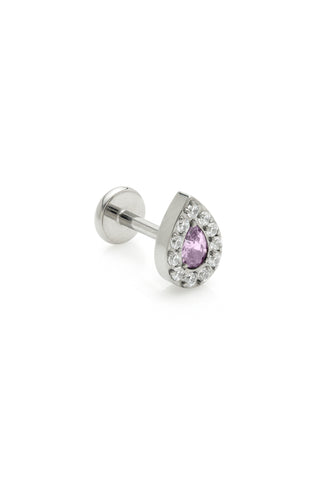 BFF Titanium Amethyst Pear Halo Flat Back Stud Earrings