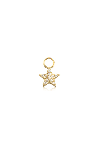 9 Carat Solid Yellow Gold Jewelled Star Hoop Charm for Hinge Segment Ring