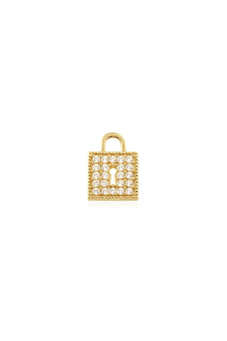 9 Carat Solid Yellow Gold Jewelled Lock Hoop Charm for Hinge Segment Ring