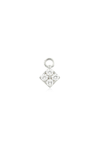 9 Carat Solid White Gold Gem Diamond Shape Hoop Charm for Hinge Segment Ring