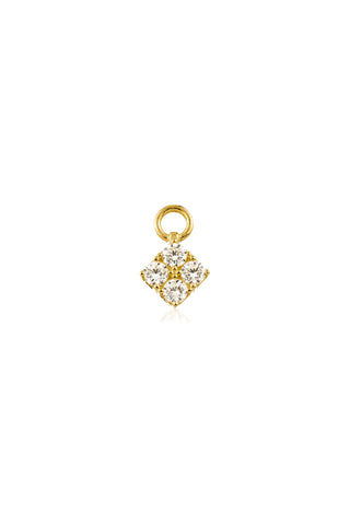 9 Carat Solid Yellow Gold Gem Diamond Shape Hoop Charm for Hinge Segment Ring