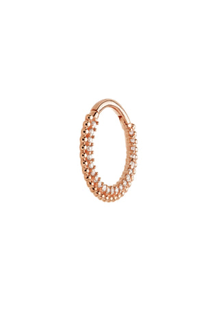Solid Gold Pavé Gem Ball Daith & Septum Ring - Rose Gold