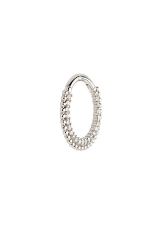 Solid Gold Pavé Gem Ball Daith & Septum Ring - White Gold