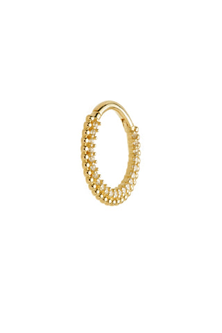 Solid Gold Pavé Gem Ball Daith & Septum Ring - Gold