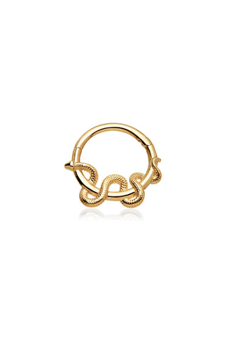 Solid Yellow Gold Snake Daith Septum Ring
