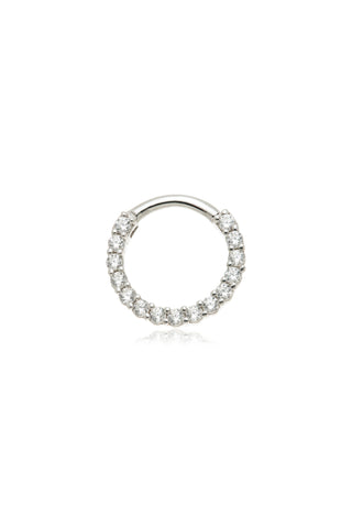 Harmonia Solid White Gold Princess Cut Daith & Septum Ring