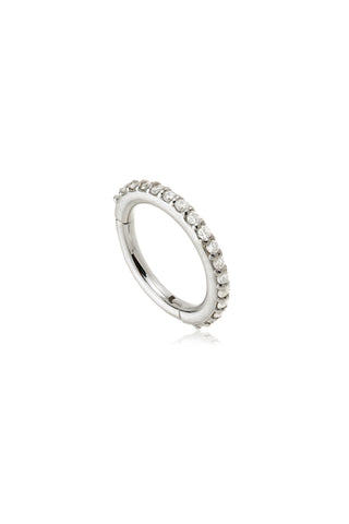 Elvina 9ct Solid White Gold Diamond Pavé Hoop Earring