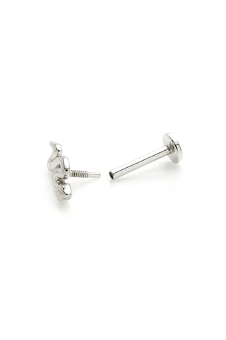 Fauna 14ct Solid White Gold Snake Flat Back Stud