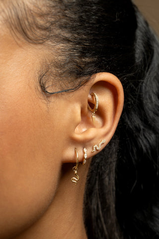 Syn 14ct Solid Gold Jewelled Snake Flat Back Stud