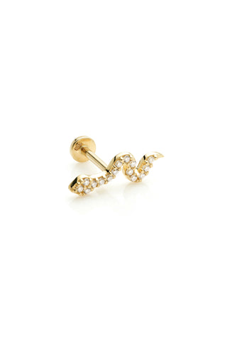 Syn 14ct Solid Gold Jewelled Snake Flat Back Stud