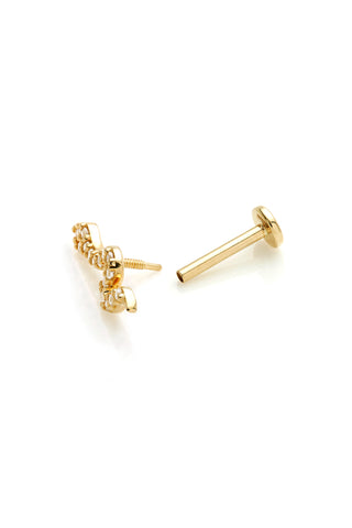 Syn 14ct Solid Gold Jewelled Snake Flat Back Stud