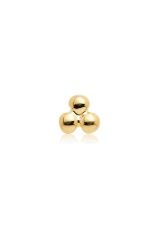Ama 14ct Solid Gold Triple Ball Flat Back Stud Earring
