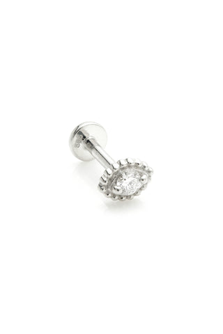 Hydra 14ct Solid White Gold Diamond Milgrain Pear Flat Back Stud