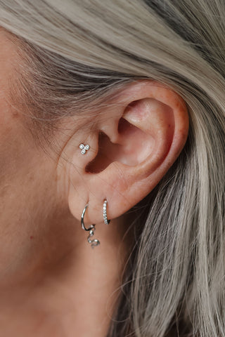 Nefertiti 14ct Solid White Gold Diamond Trio Flat Back Stud