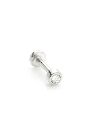 Siren 14ct Solid White Gold Diamond Bezel Flat Back Stud Earring