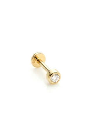 Siren 14ct Solid Gold Diamond Bezel Flat Back Stud Earring