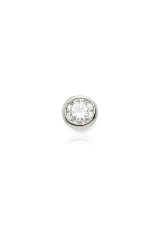 Siren 14ct Solid White Gold Diamond Bezel Flat Back Stud Earring