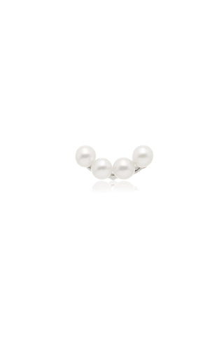 14ct Solid Gold Pearl Crescent Flat Back Stud Earring - White Gold