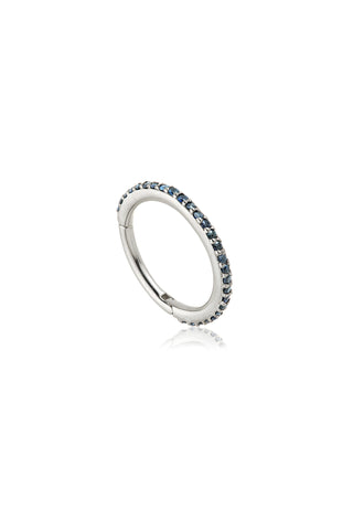 White Gold Sapphire Pavé Eternity Hinged Earring