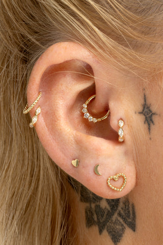 Feronia Solid Gold Graduated Gem Daith & Septum Hoop