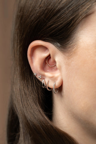 Tara Solid White Gold Double Band Hoop Earring