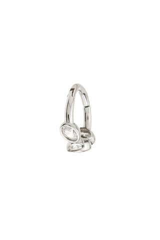 Solid Gold Multi Pear Gemstone Hinge Ring - White Gold