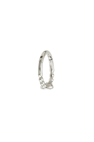 Solid Gold Solitaire Bubble Hinged Earring - White Gold