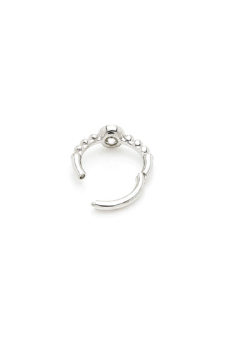 Solid Gold Solitaire Bubble Hinged Earring - White Gold