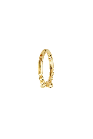 Solid Gold Solitaire Bubble Hinged Earring - Gold