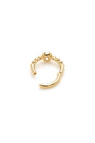 Solid Gold Solitaire Bubble Hinged Earring - Gold