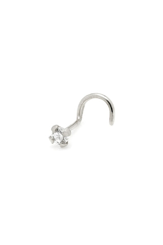 Teles 9ct Solid White Gold Diamond Prong Nose Stud