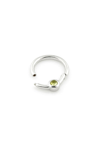Solid 14ct White Gold Peridot Hinge Ring