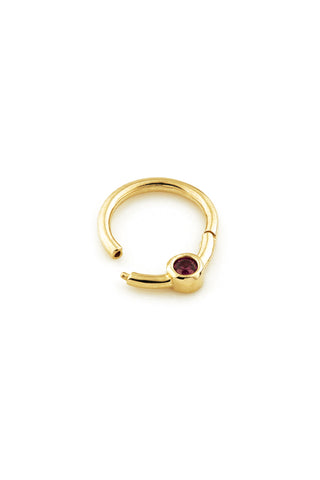 Solid 14ct Yellow Gold Rhodolite Hinge Ring