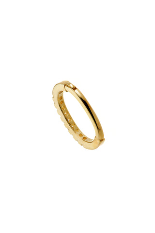 Radha Solid Gold Pavé Oval Rook Hoop Earring