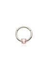 Solid 14ct Gold Daith & Septum Ring with Pink Sapphire - White Gold