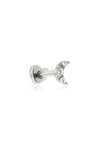 Jewelled Crescent Moon 9ct Solid White Gold Barbell Earring with Screw on Heart Back