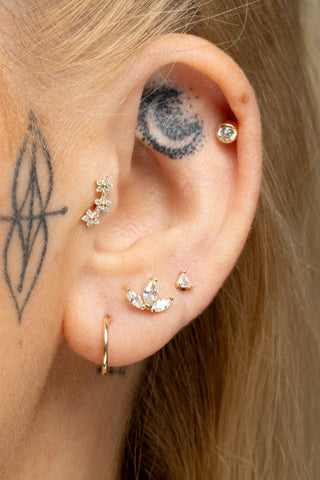 Triangle Gem 9 Carat Gold Cartilage Barbell Earring