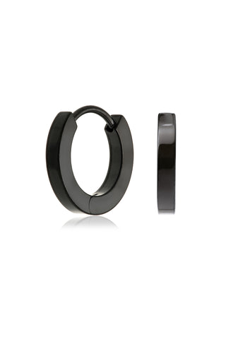 Leah Black Titanium Plain Huggie / Lobe Earrings