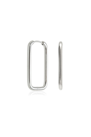 Platinum Titanium Rectangle Hoop Earrings