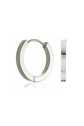 Leah Platinum Titanium Plain Hoop Earrings