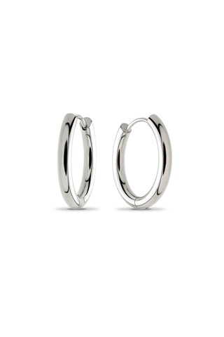Platinum Titanium Classic Plain Hoop Earrings