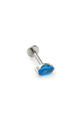 Titanium Threadless London Blue Topaz Oval Flat Back Stud