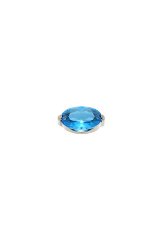 Titanium London Blue Topaz Oval Flat Back Stud